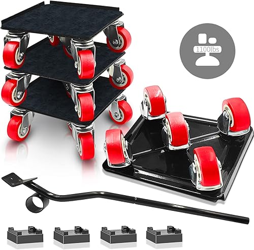 Carrito de muebles de 5 ruedas, rodillos móviles de 1100 libras con 5 ruedas, rotación de 360 para muebles de servicio pesado, herramienta de