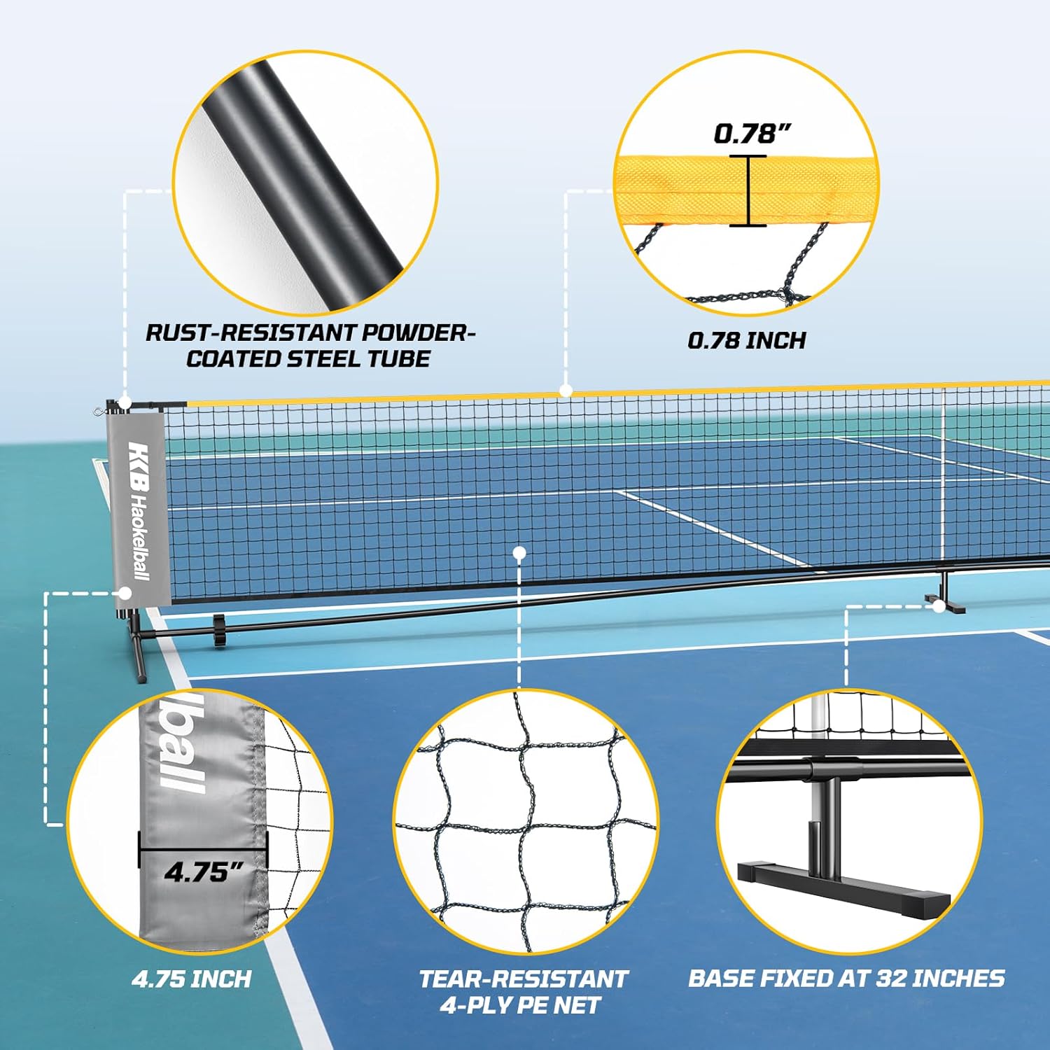 Haokelball Badminton Volleyball Pickleball Net Set, 22FT Portable All-in-One Nets System for Outdoor Beach Indoor with Adjustable Height, Includes Balls Rackets Pump Carry Bag