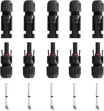 ACOPOWER 10 PCS Solar Connectors, IP67 Waterproof Solar Panel Cable Connectors 5 Pairs Male/Female5Pairs 10AWG