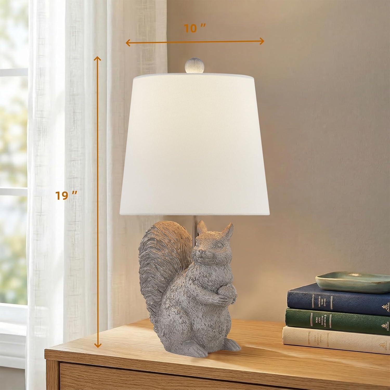 Crestview Collection Squirrel Lamp - 19" Forest Woodland Animal Sculpture Table Lamp with Pre-Assembled Shade, Unique Modern Rustic Farmhouse Art Decor, Thoughtful Nature Lovers' Gifts (White)