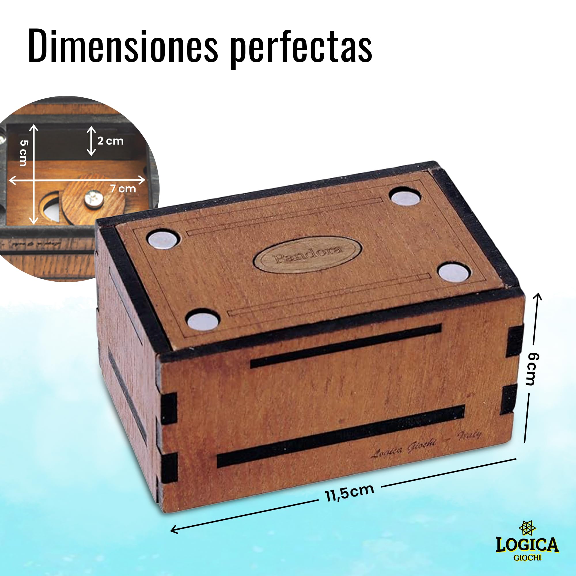 Logica Juegos Art. Pandora Box - El Cofre Secreto - Rompecabezas de Madera - Caja Secreta - Dificultad 5/6 Increíble - Colección Leonardo da Vinci