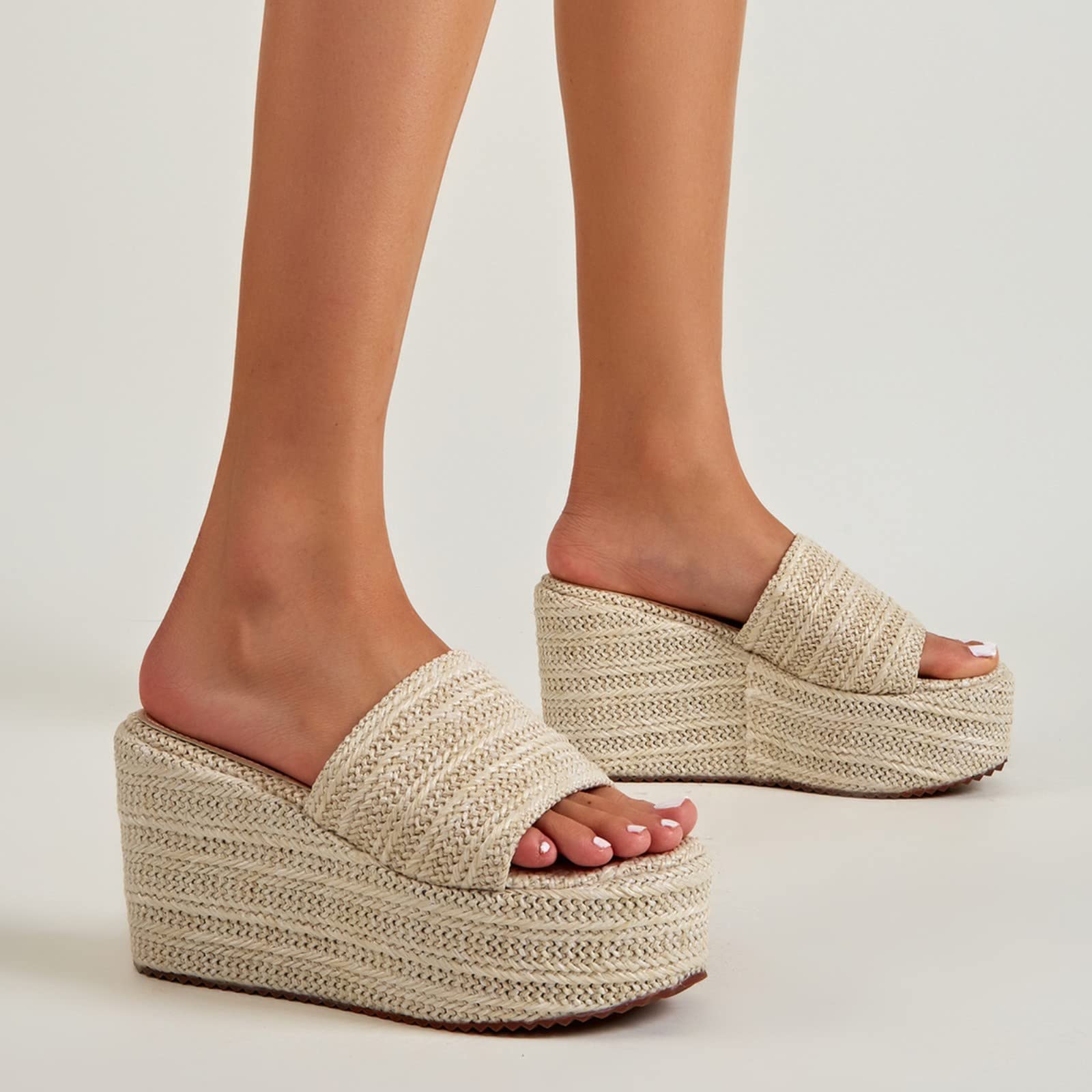 Genérico Sandalias Plataforma Mujer Comodas Verano Vestir Nueva Zapatilla Informal para Mujer,Chanclas con Cabeza Cuadrada Ahuecada,Chanclas de Playa para,Sandalias Confort