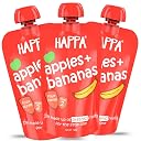 Happa Organic Baby Food Apple and Banana Puree | 100% Fruits | No Added Sugar, No Milk Powder, No Preservatives | Stage 2 (6 Months+) | Ready to Eat | Free from Common Allergens | Pack of 3 (100g Each) gallery image