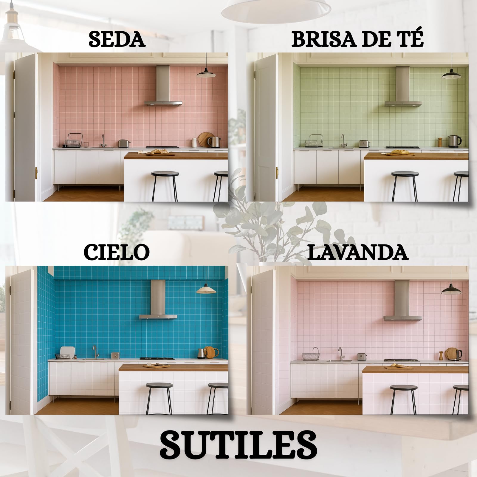 Pintura Premium para Azulejos, BRILLANTE, Duradera, Lavable, Aplicación Sencilla, Perfecta para Baños y Cocinas (AIRE PURO, 0,75 Litros)