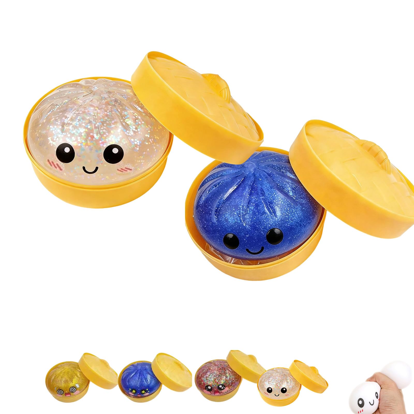 2026 Upgrade Glitter Dumpling Squishy Box,Squishy Dumpling,Anxiety Relief Fidget (Transparent) — view 13