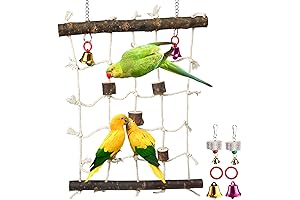 Colorful Hanging Bird Rope Ladder with Wooden Perches