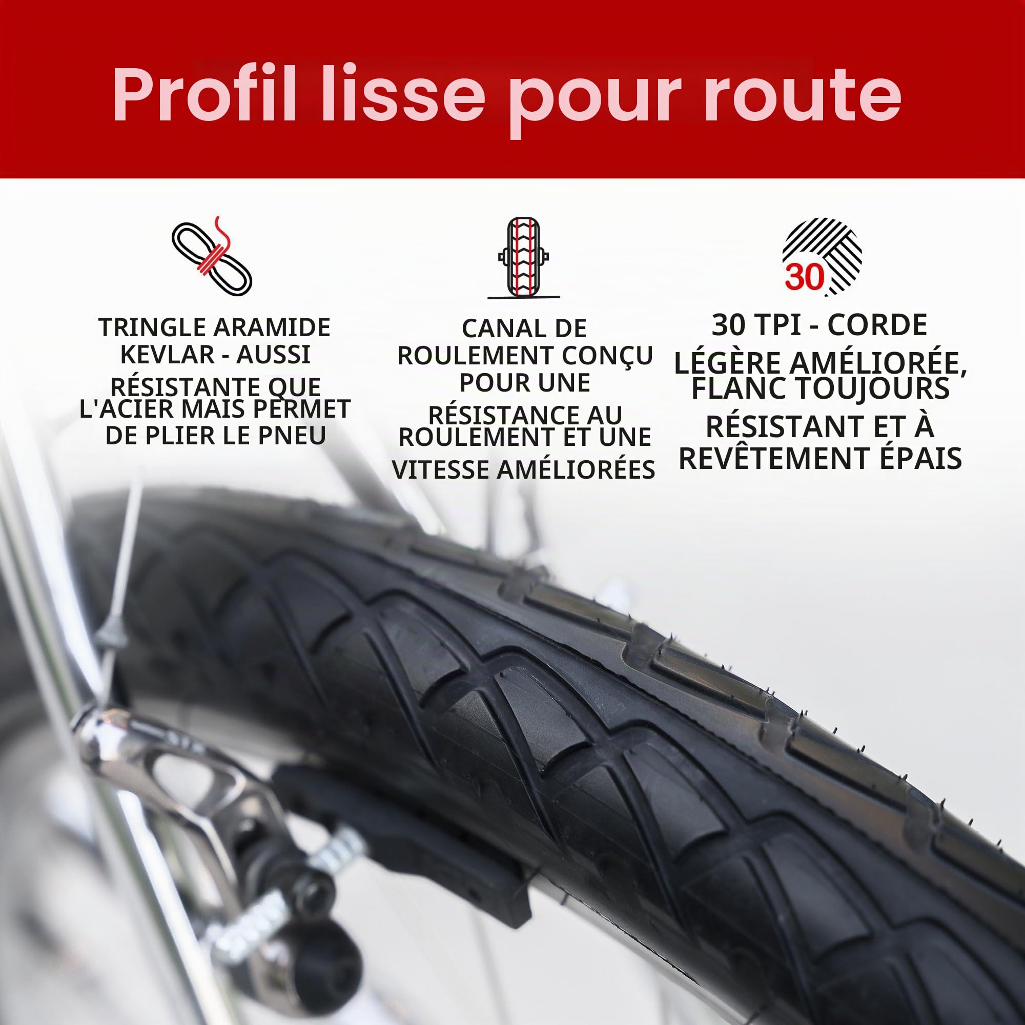 Fincci Pliable Pneu VTT Set Vélo 26 x 2.125 Pouces 54-559 Lisse avec Chambre a Air de Valve pour Route VTT Montagne Hybrid de Velo Bicyclette avec 26x2.125 Pneus