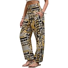 QIANXIZHAN Womens Harem Pants, Hippie Boho High Waist Flowy Yoga Pants