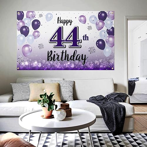 Miniatura 9 de Cartel grande morado de feliz cumpleaños 30  Saludos a los 30 años de edad, telón de fondo fotoprop de pared para el hogar, decoraciones de fiesta