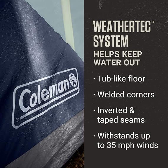 Coleman Skydome XL Large Family Tent with 5 Minute Setup, Weatherproof Tent with Rainfly & Carry Bag, Fits Multiple Queen Airbeds, Made of PFAS-Free Materials