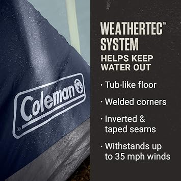 Coleman Skydome XL Large Family Tent with 5 Minute Setup, Weatherproof Tent with Rainfly & Carry Bag, Fits Multiple Queen Airbeds, Made of PFAS-Free Materials