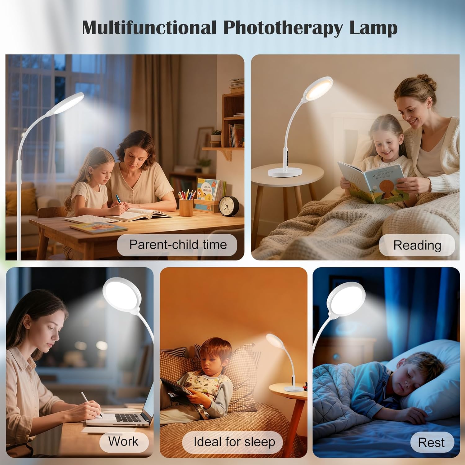 Light Therapy Lamp 11000 Lux, 3 in 1 UV-Free LED Sunlight Lamp with 9 Brightness Levels & 7 Color Temperatures, Height Adjustable Floor Light, Full Spectrum Happy Therapy lamp for Home Office Bedroom - Image 7