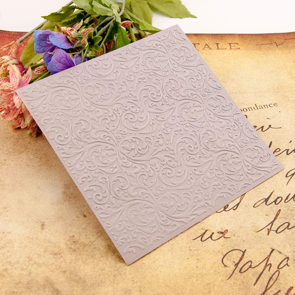Carpeta De Grabado En Relieve Para Manualidades - Diseño Floral Vintage 12.7x17.8cm | Ideal Tarjetas Y álbumes