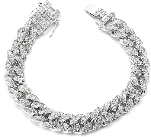 Miniatura 4 de Halukakah Mens Watch - The King - 18K GoldPlatinum Plated, 40MM Square Dial, Iced Out Wristband, with Cuban Link Chain Necklace and Bracelet Set