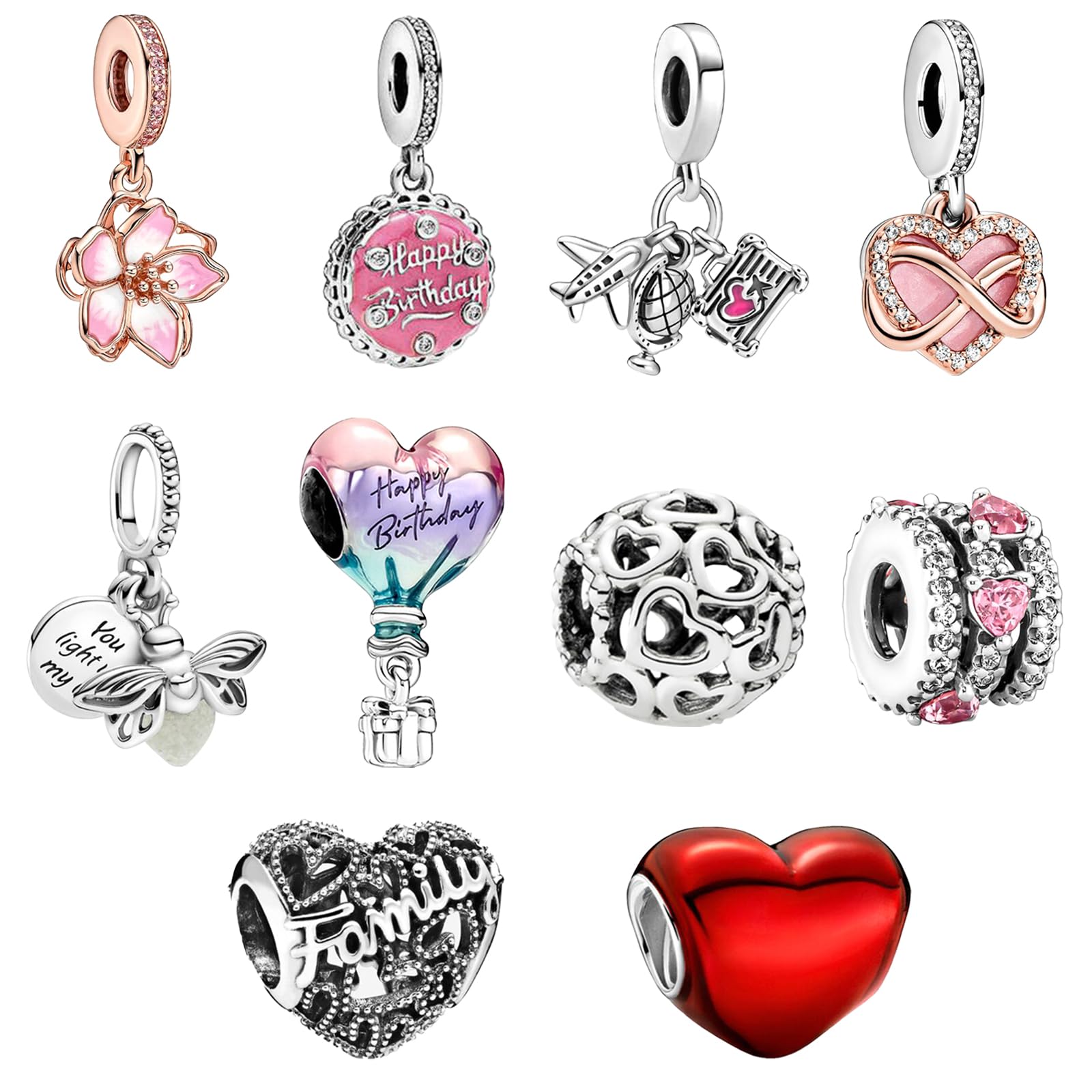 10 szt. Charms Charms Beads Women's Jewelry Compatible with European Bracelet Necklace Gift Charms for Christmas Birthday Women Family Friends Mama Teens Girls