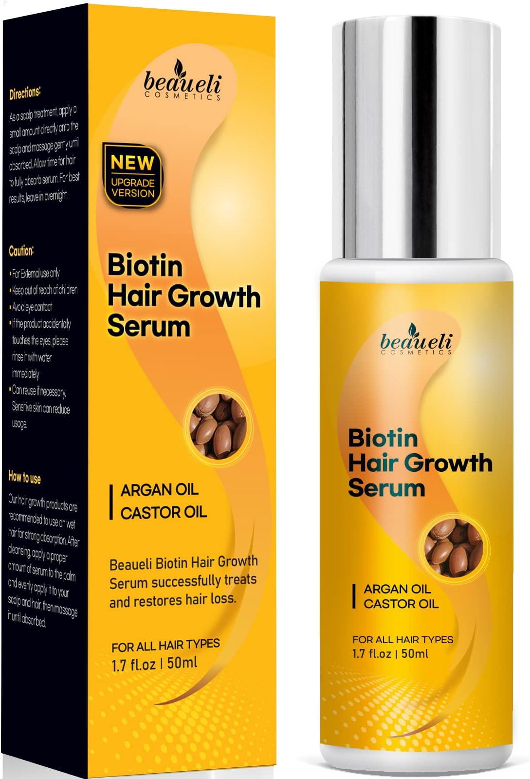 Biotin Hair Growth Serum with Castor Oil, Argan Oil Hair