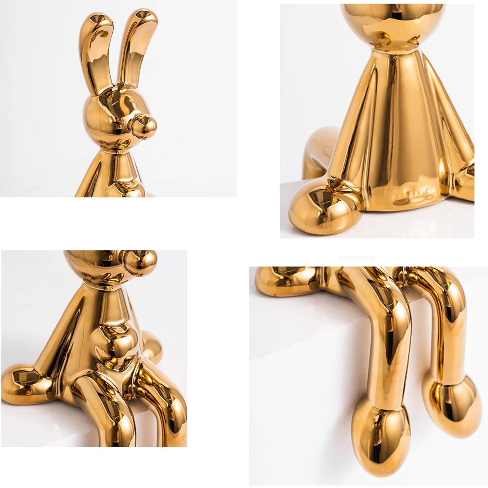 Cutfouwe Deko-Hasen Mit Herz - Keramik Osterhasen Figuren Set Für Stilvolle Ostern Dekoration-25Cm,Gold