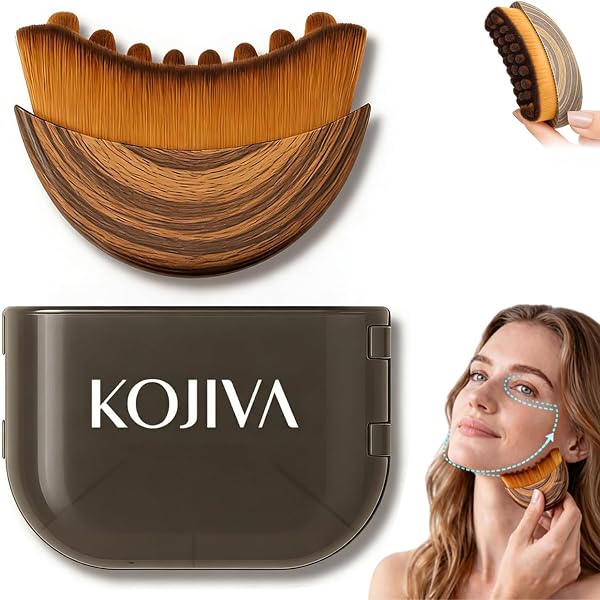 Kojiva Lymphatic Face Brush, Lymphatic Contour Face Brush Curved, Facial Lymphatic Drainage Massager Brush for Sculptingm, Reduce Puffiness & Double Chin Reducer, Improves Skin Glow & Absorption - 1