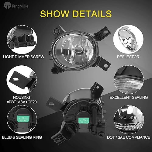 Miniatura 4 de TangMiGe Faros antiniebla compatibles con Audi A4  S4 (Quattro Cabriolet Convertible, Sedan, Avant Wagon) 2005-2008, A3 (Quattro BaseTDI Hatchback