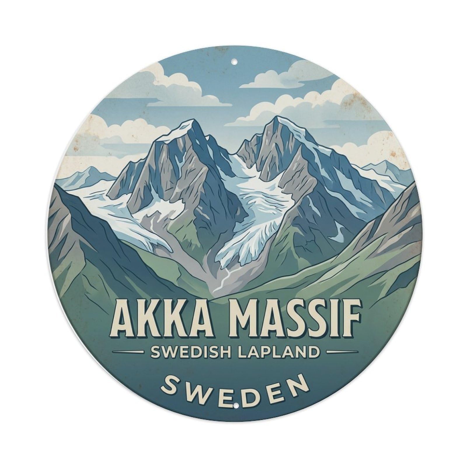 Vintage Travel Akka Sweden Massif Metal Tin Sign