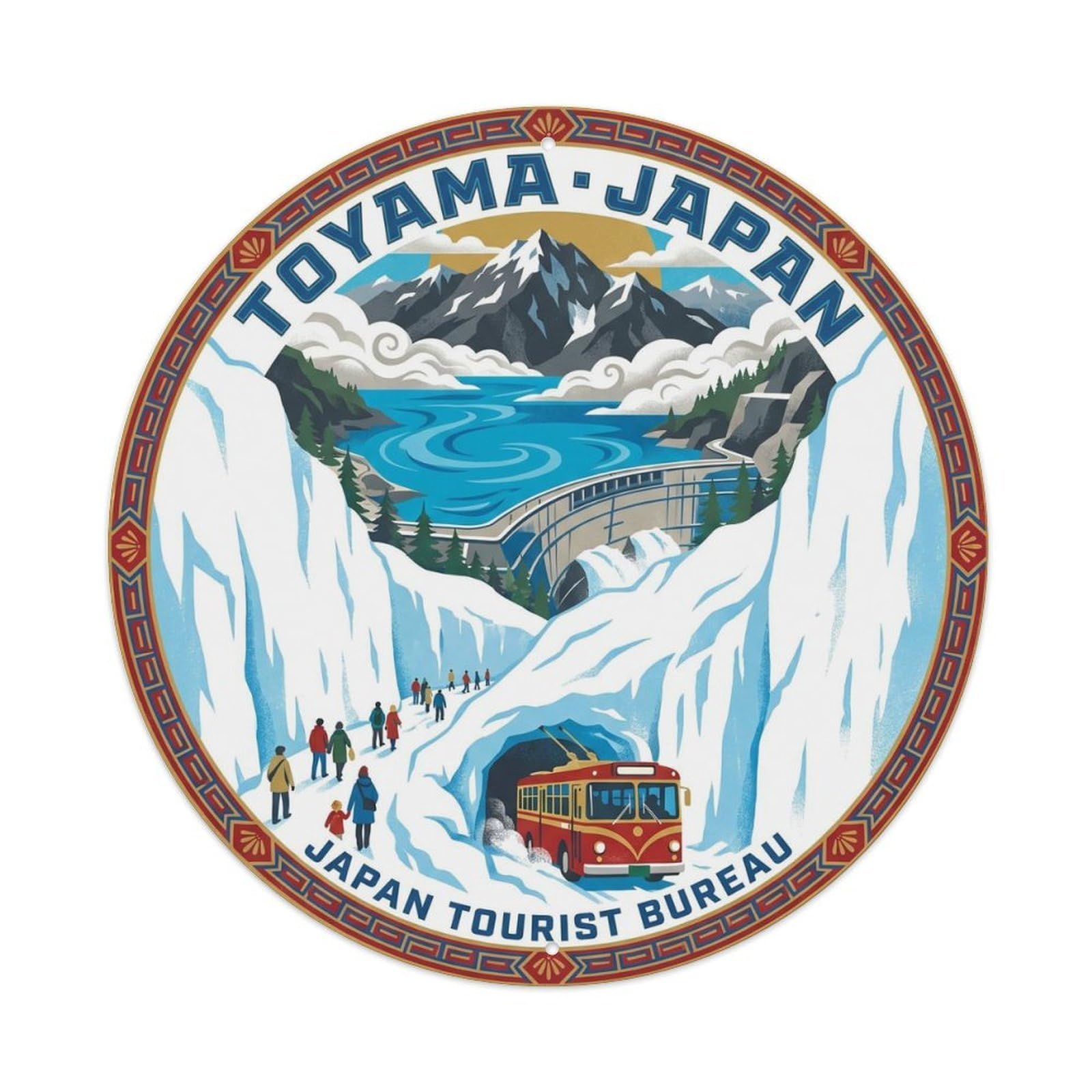 Toyama Tateyama Kurobe Alpine Route Snow Facade Map Metal Tin Sign