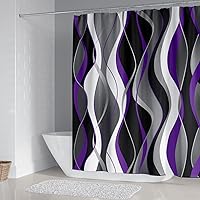 Vista 2 de beifivcl Juego de 4 cortinas de ducha moradas con alfombras antideslizantes, cubierta para tapa de inodoro y tapete de baño, juego de accesorios