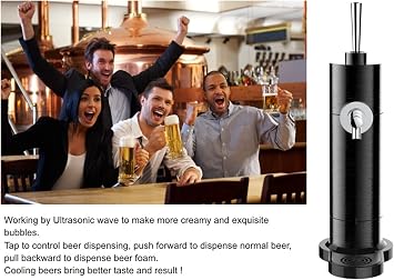 Draft Pour Beer Dispenser,Canned Beer Draft System,Beer Foam Maker,Mini Kegerator,Beer Can Tap,Converts Any Can Into Draft for Beer Bars,Family, Father's Day, Black