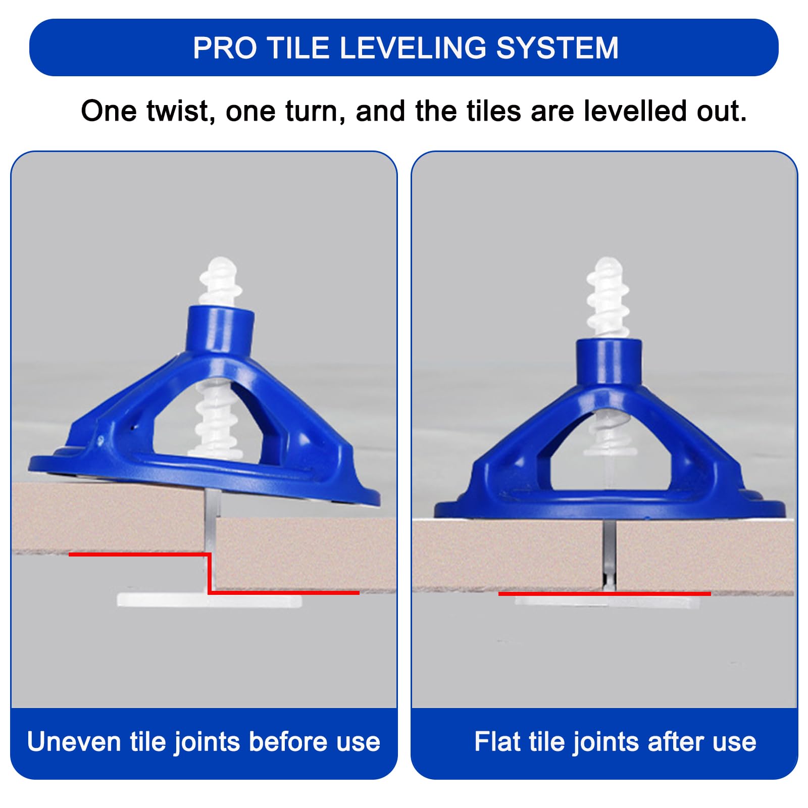 400pcs Sistema di Livellamento per Piastrelle 2mm, 300x Distanziatori per Piastrelle & 100x Cappucci di Serraggio, Cunei per Piastrelle Riutilizzabili per Livellamento del Pavimento (2mm)