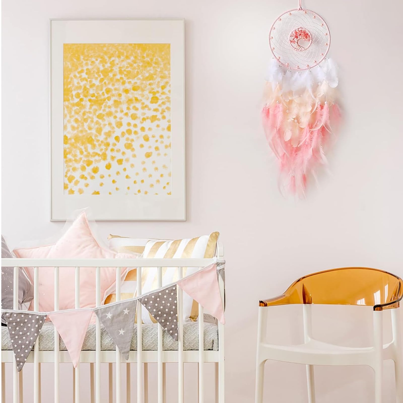 Attrape-rêves, rose, macramé, cristaux, anneaux en métal, résistants aux UV, extérieur, enfants, voiture, cadeau de mariage, bohème, bricolage, décoration rose, chambre d'enfant, salon