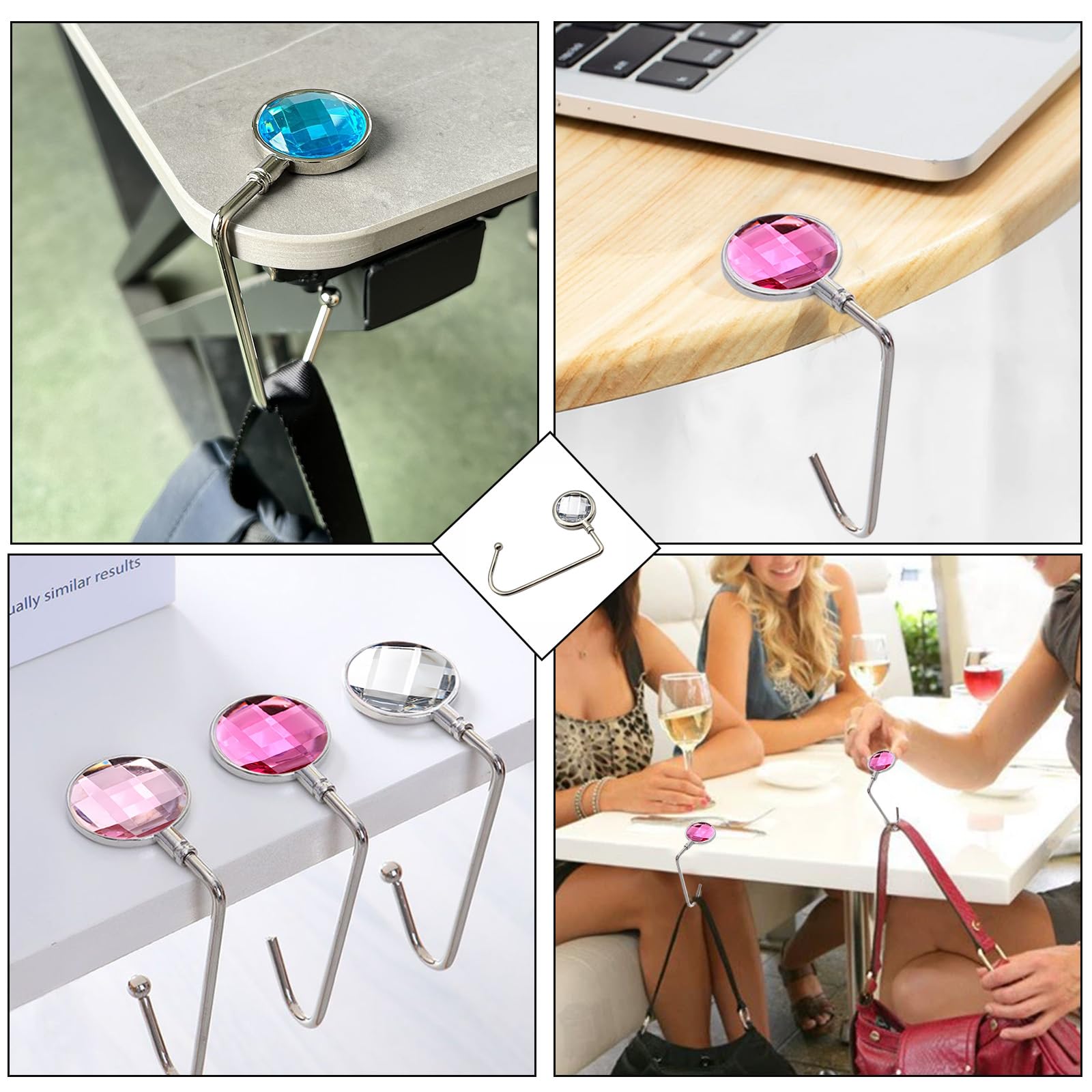 Lot De 4 Crochets Sac Table Métal Multicolore – Support Bureau & Décor Cheminée Noël Antidérapant