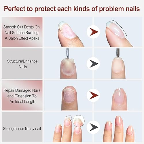 Miniatura 3 de FZANEST Esmalte de gel con base de goma, 6 unidades de 0.3 onzas líquidas de gel constructor de gelatina transparente natural nude, rosa en una