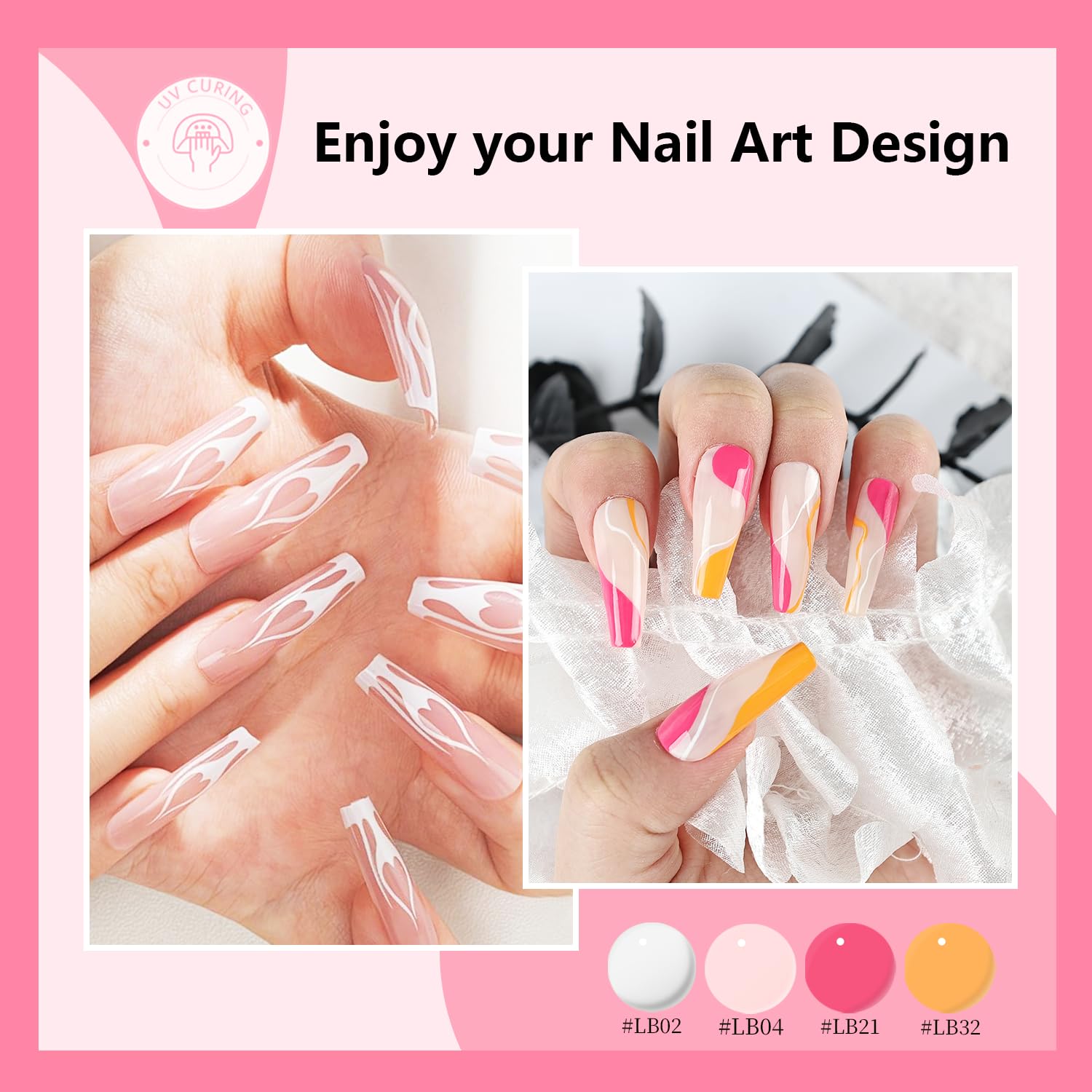 JODSONE Nail Art Gel Liner Set with Thin Brush