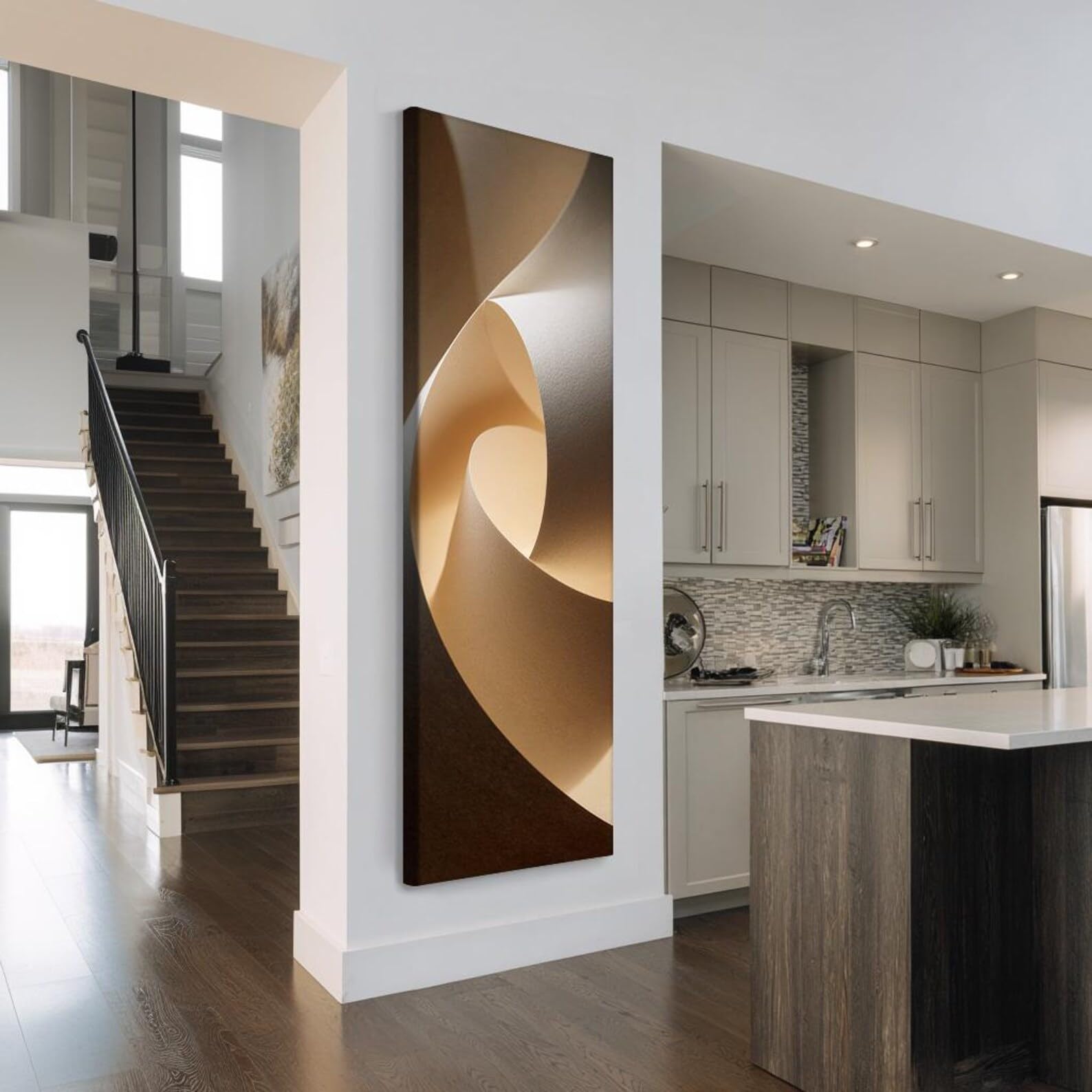 XBTYKPB Quadro su tela alto e sottile, composizione lunga e stretta, decorazione murale verticale, poster geometrici, dipinto botanico contemporaneo (35x105 cm/senza cornice)