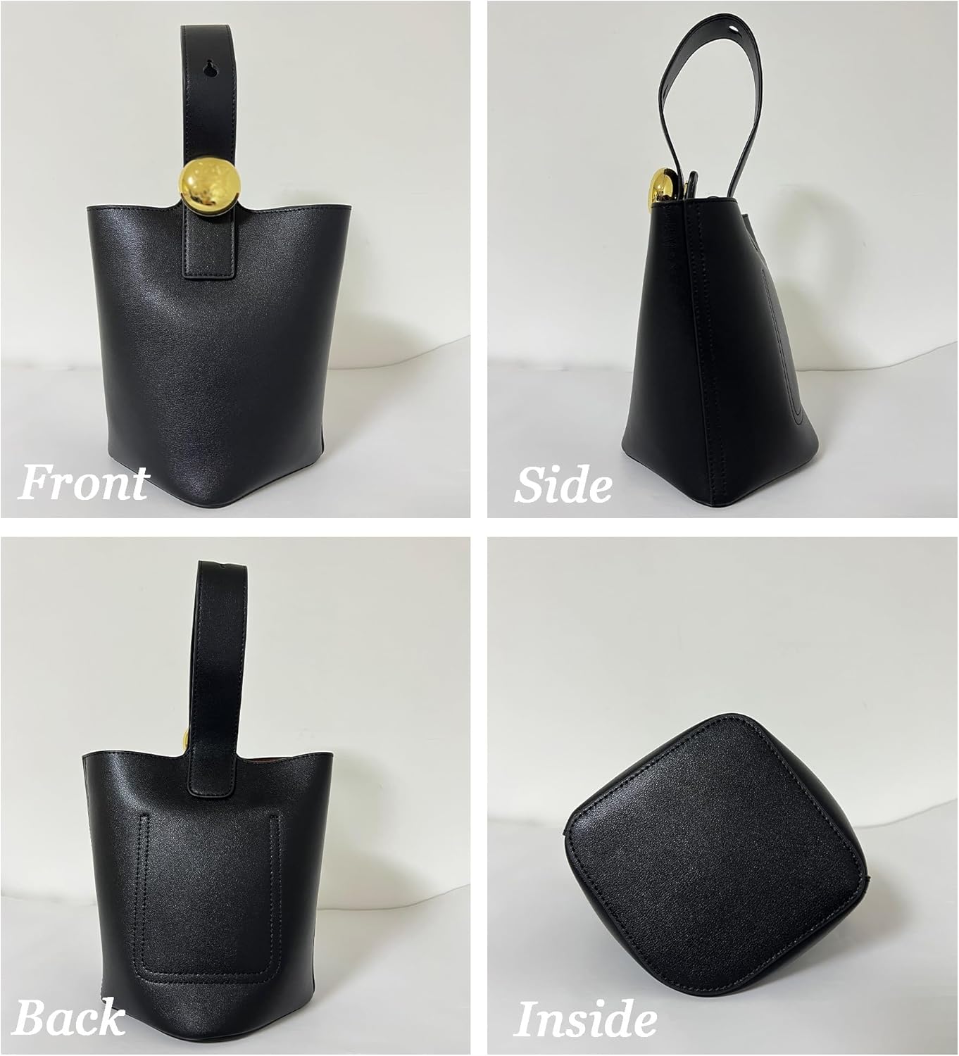 Women's Leather Bucket Bag, Adjustable Strap Crossbody Shoulder Purse, Fashion Hobo Tote Handbag for Daily Travel - Image 4