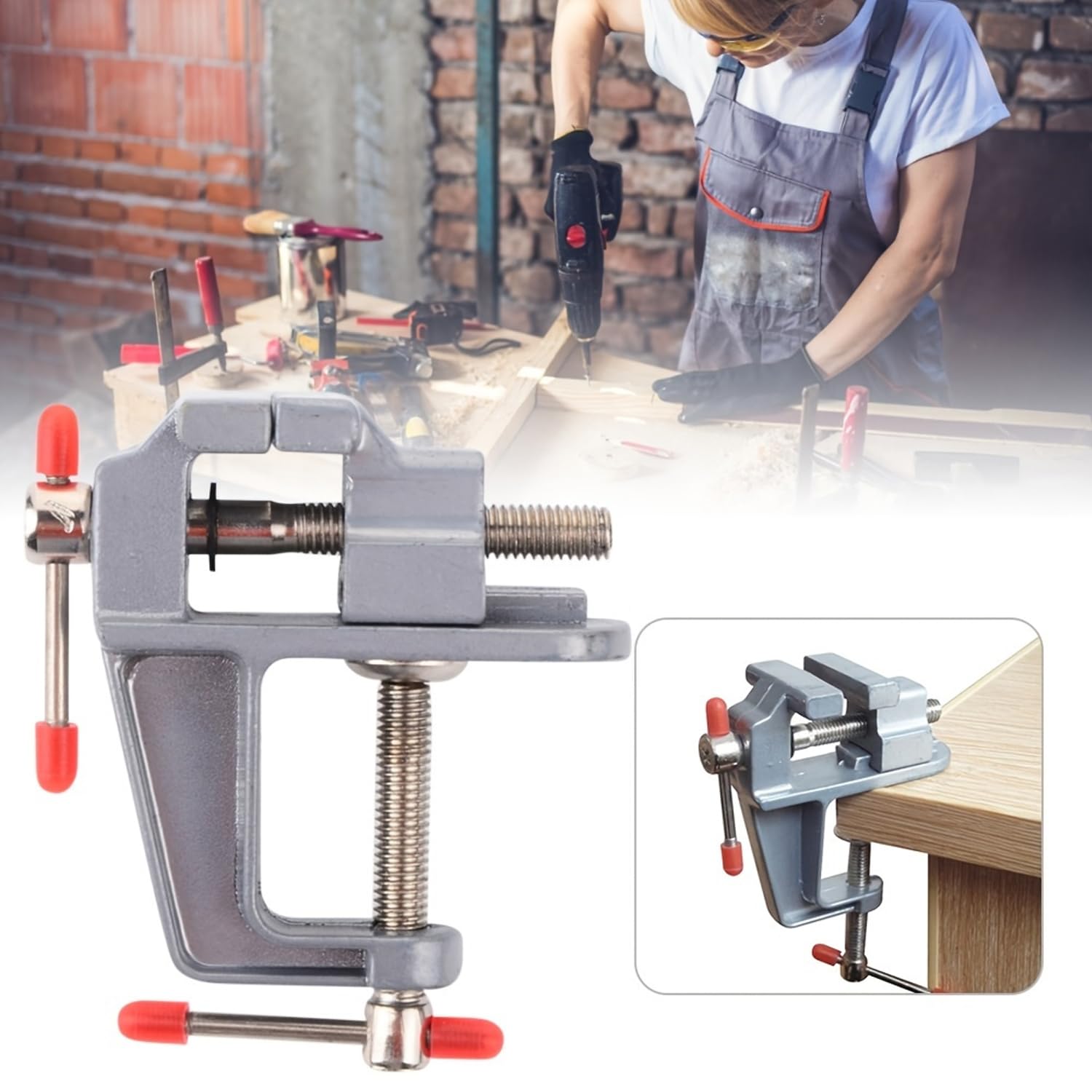 1 Pcs Bench Clamps, Universal Table Vice, Aluminium Alloy Vice, Pequeña Vise, 360 Grados de Rotación, Table Bench Vice, Mini Clamp Piana, Clamps de Trabajo Ajustables, para Fijación (Plata)