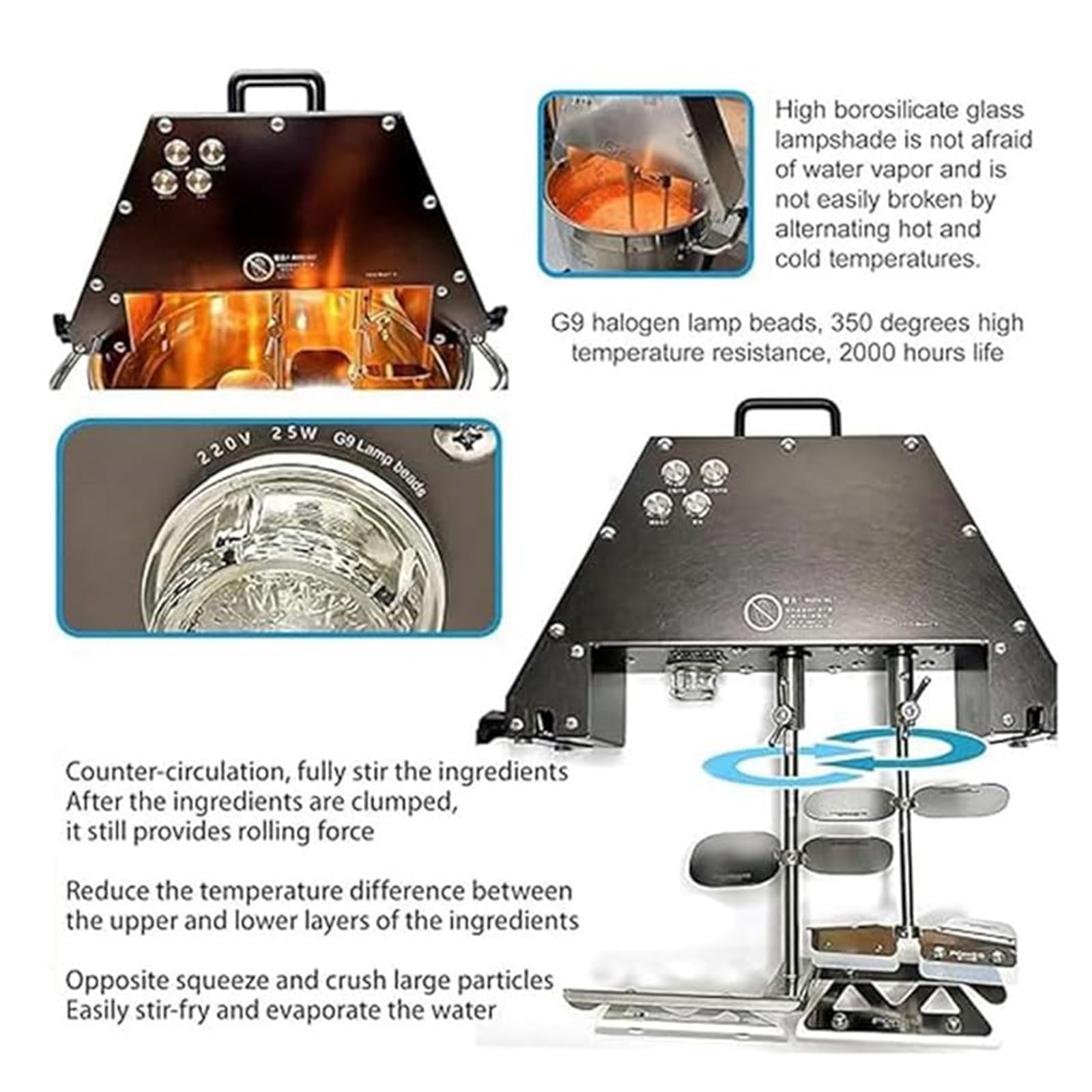 Commercial - Mezclador eléctrico de salsa de mermelada, agitador de doble paleta de 10 litros con ventilador y luz para mermelada, salsa, relleno, condimento