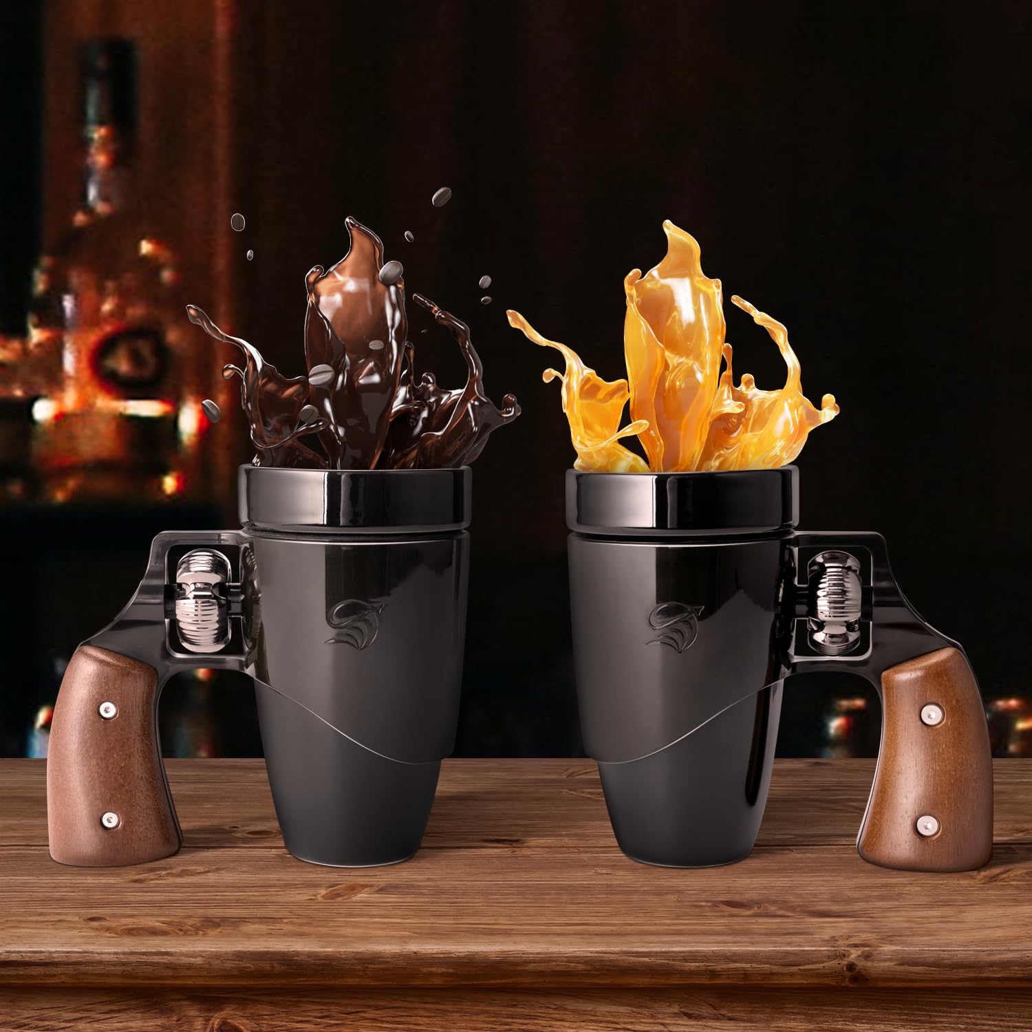 VIREESR Tasse à café pour homme, tasse à café en céramique, cadeaux d'anniversaire pour père, tasses à armes noires cool pour hommes, cadeau de Saint-Valentin pour lui, cadeau de fête des pères (473