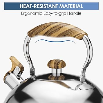 Tea Kettle for Stovetop, 2.5 Liter Whistling Tea Kettle & Tea Kettle for Stovetop Gooseneck Pour Over Coffee Kettle