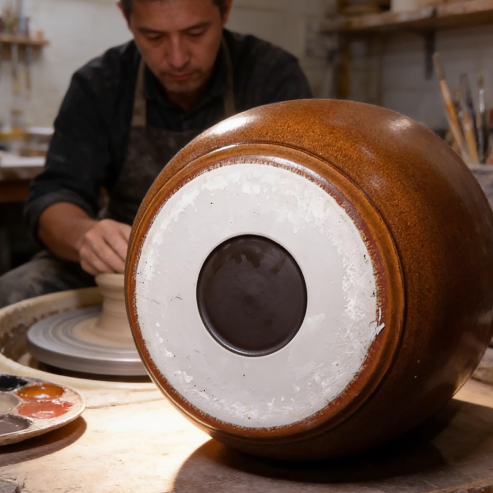 Keramik Reisbehälter 25KG Luftdicht Mit Deckel Großer Reisspender Vorratsdose Versiegelter Getreidebehälter Für Reis, Kaffeebohnen & Küche(Brown,10kg)