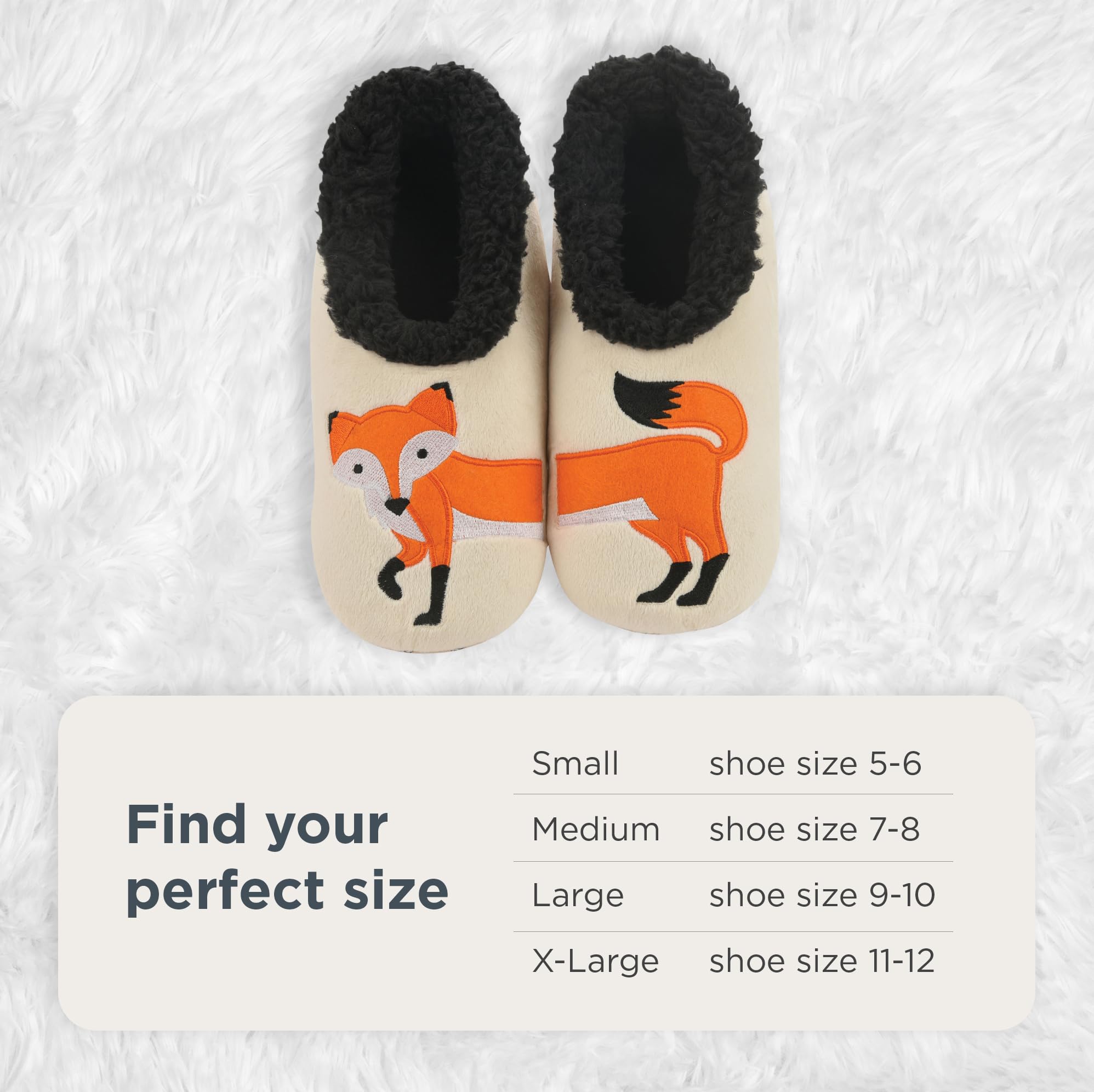 Snoozies Animal Slipper Socks for Women, Funny Animal and Fuzzy Slippers Soft Non-Slip with Sherpa Lining, Cute Slippers|FFOXY-L