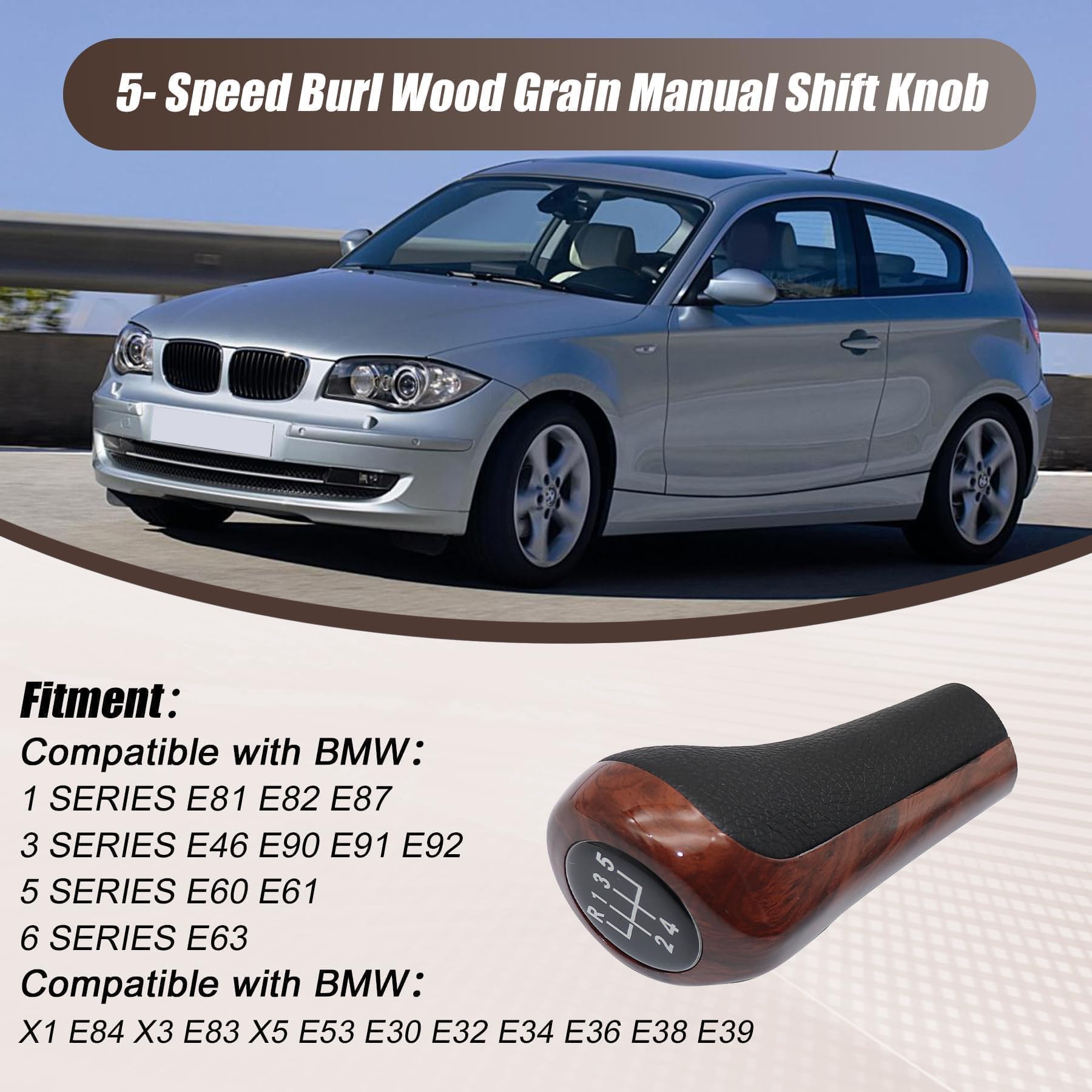 Amazon.com: XQSMWF 5 Speed Wood Grain Gear Shift Knob Fit for BMW
