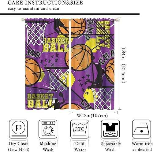 Vista 34 de Boys Sports Curtains Basketball Football Baseball Flame Pattern Printed Curtains Kids and Teenagers' Bedroom Living Room Blackout Curtains W42 * L54