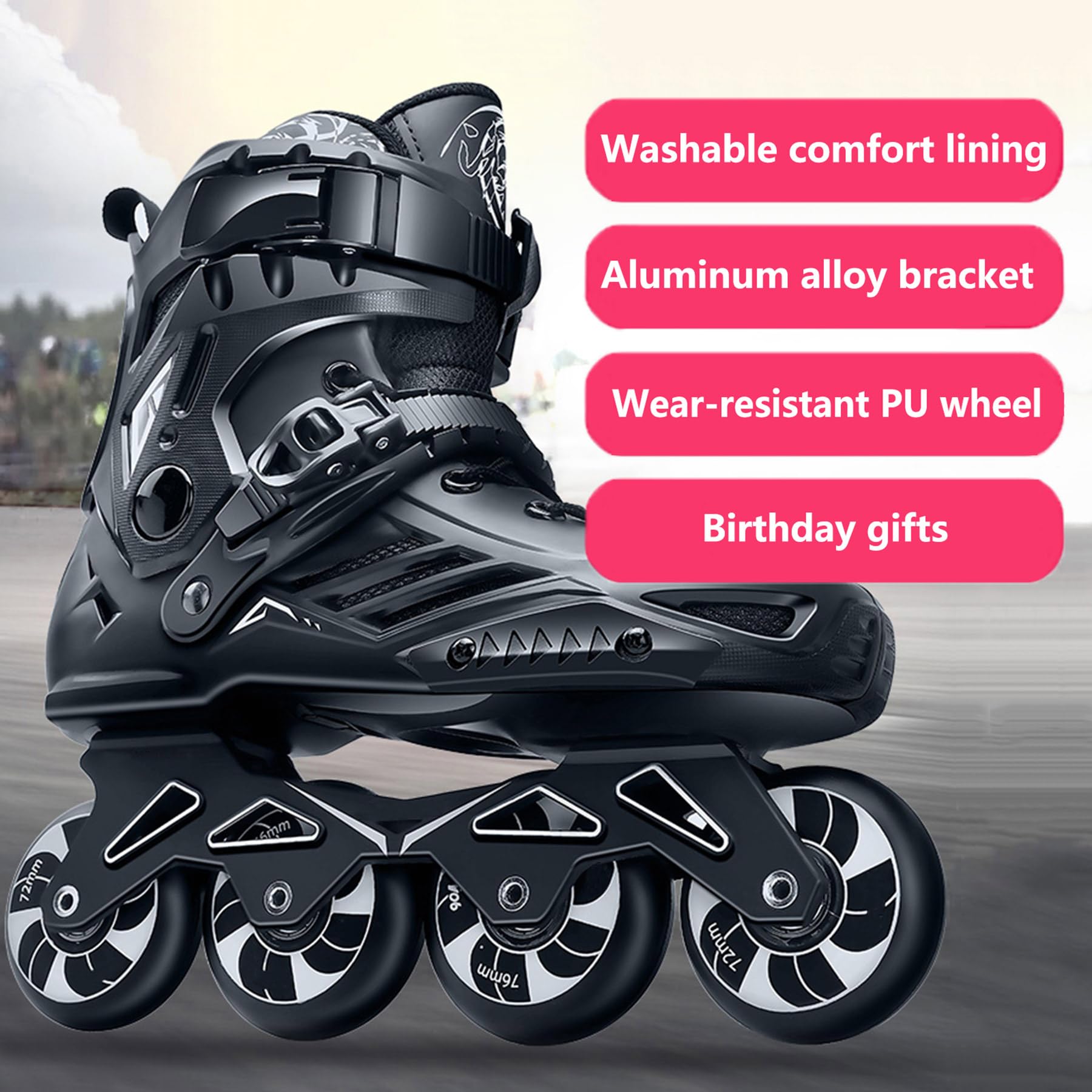 Rollers en Ligne, Roller Adulte Homme Femme, Roller Skate Shoes, Patin À roulettes avec Doublure Lavable Et Roues en PU Résistantes À l'usure