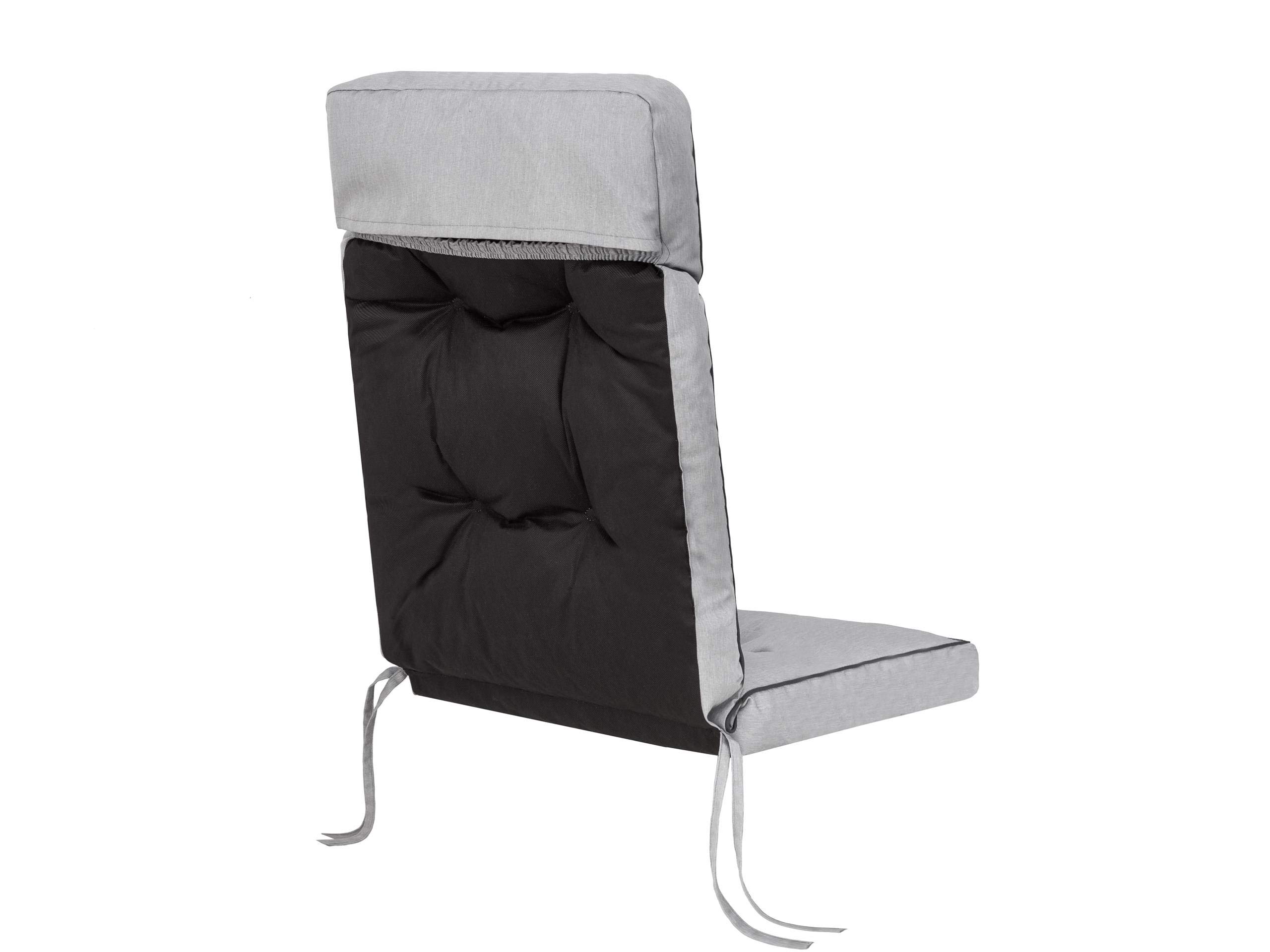 PillowPrim Sitzkissen für Gartenstühle und Campingstuhl – Für Outdoorfans & Gartenfreunde – Bequemer Sitzkomfort im Freien – Gepolstert, Asche, 50x50x70 cm