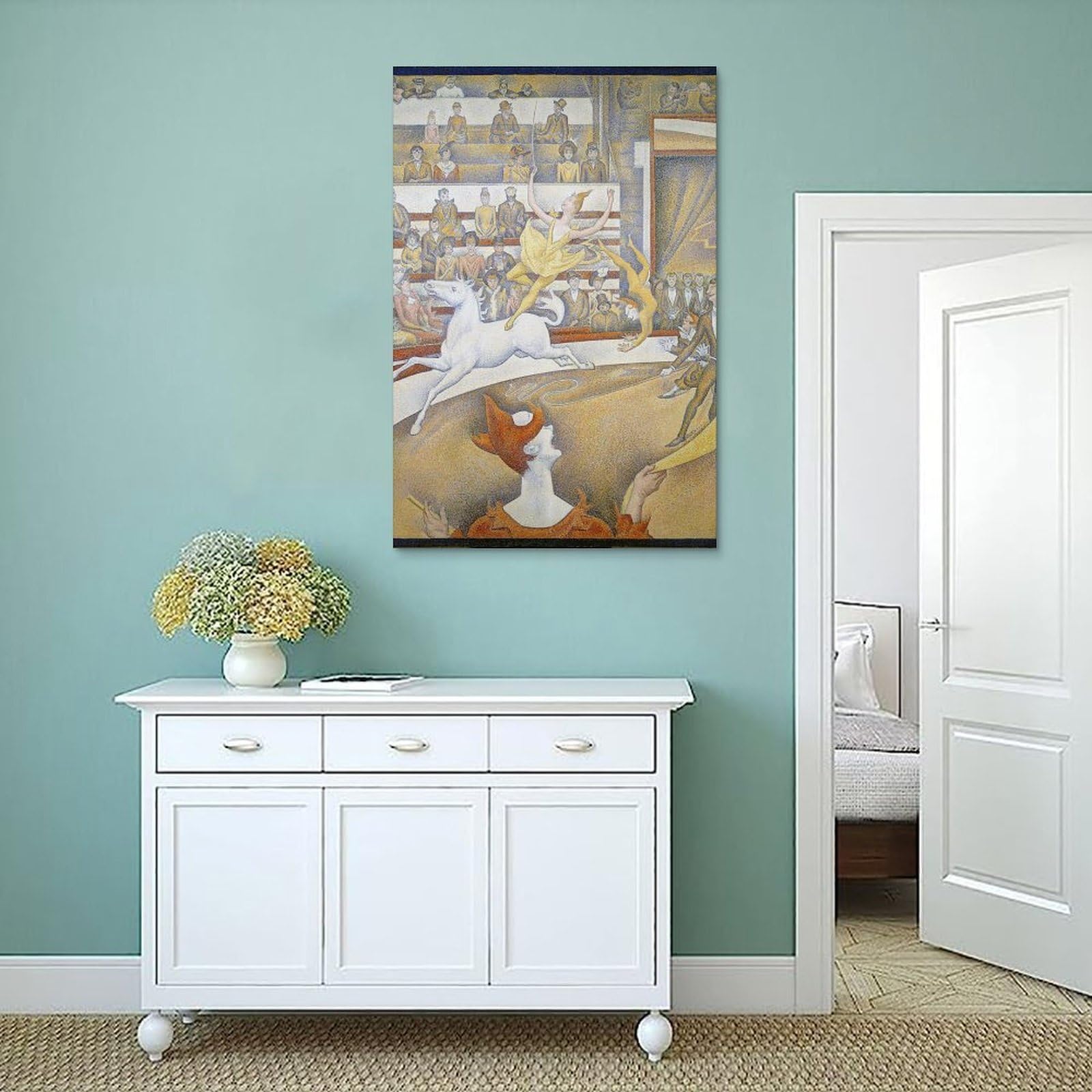 generisch The Circus by Georges Seurat, impresiones en lienzo modernas, pinturas decorativas para habitación de niños o niñas, murales para sala de estar y pinturas con motivos navideños 20 x 30