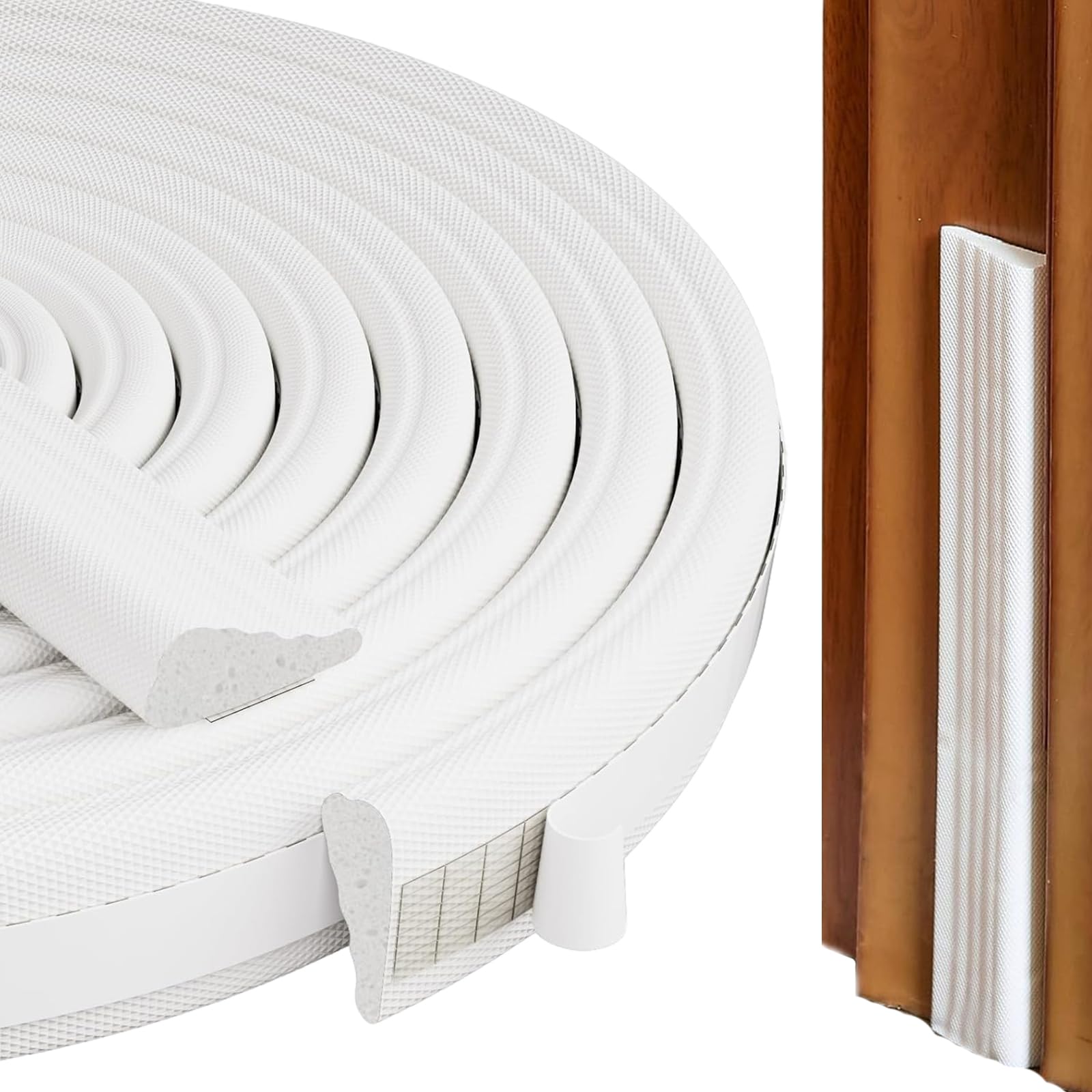 Meunhy White 6M Draft Excluder For Doors And Windows,Wedge-Shape Weather Seal Strip,Draught Excluder Tape,Self Adhesive,Waterproof,Soundproofing,Weather Stripping,Wind Blocker,