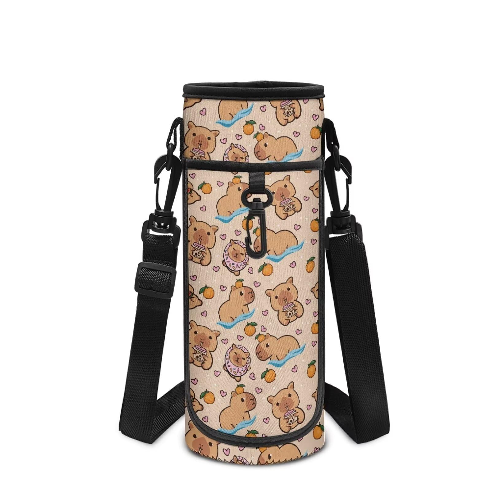 Showudesigns Capybara Water Bottle Holder Kids Girls Boys Water Bottle Carrier for Walking Hiking Running Sling Neoprene Sleeve Tote Bag Cute Sports Accessories — image 1