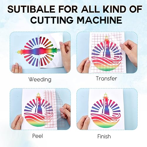 Miniatura 3 de Tintnut Vinilo permanente degradado, vinilo adhesivo con patrón de arcoíris degradado, 12 hojas de 12 x 10 pulgadas, impresiones de puesta de sol,