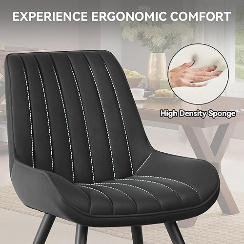 Miniatura 2 de Juego de 4 sillas de comedor modernas, sillas de comedor tapizadas con cojines gruesos, sillas de comedor cómodas de tela con patas de metal para