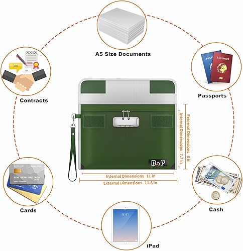 Miniatura 5 de Bolsa ignífuga con candado  4200 F con aislamiento térmico, bolsa de dinero impermeable ignífuga con cremallera, bolsa de documentos ignífuga para